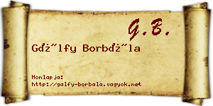 Gálfy Borbála névjegykártya